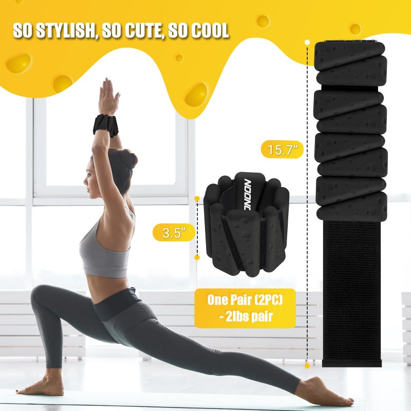 nooncrazy Wrist Ankle Weights Bangles 4lbs for Women, Adjustable Silicone Pilates Weights Bracelet, Heavy Duty Fasteners Wearable Arm & Leg Weights for Yoga, Pilates, Barre, Walking and Gym (Set of 2) - Image 4
