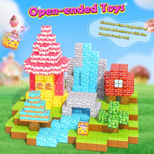 Toylogy 200PCS Magnetic Blocks Magnetic Building Blocks for Girls Age 3 Build Mine Magnet Craft Cubes for Toddlers STEM Sensory Toys for Princess Kids Christmas Birthday Gift - Image 5