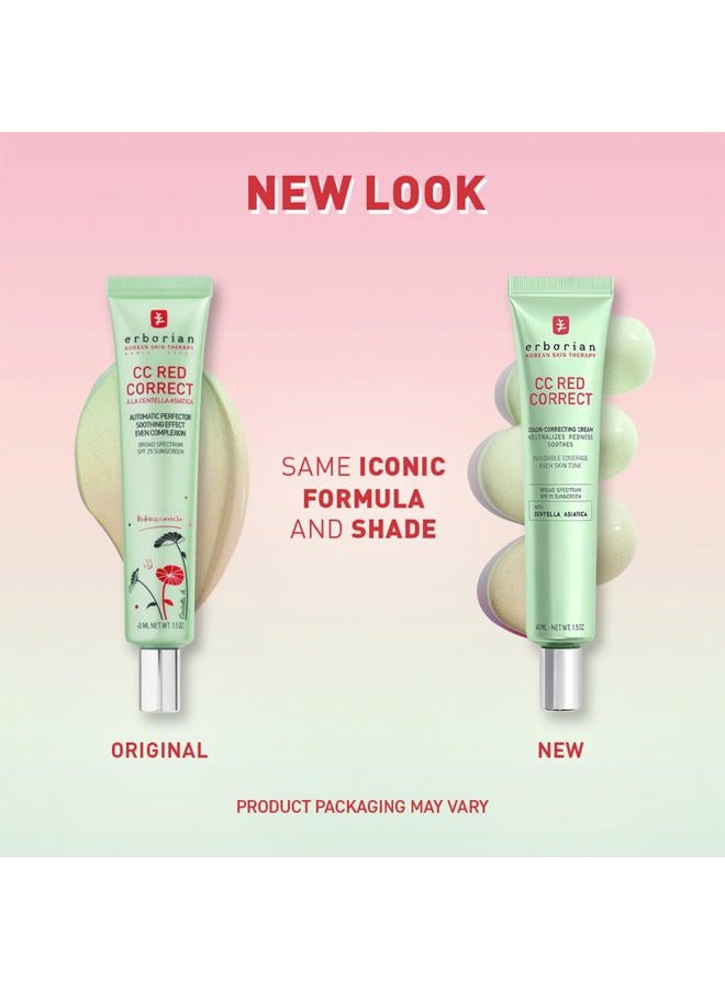 erborian CC Red Correct - Skincare-First Green Color Corrector with Centella Asiatica, Illuminating Color Corrector with Redness Coverage & SPF 25 - Cica, Korean Skincare - Image 2