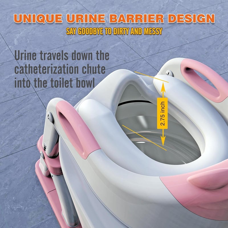 SKYROKU Potty Training Seat, Upgrade Toddler Toilet Seat for Kids Boys Girls, 2 in 1 Potty Training Toilet, Splash Guard Anti-Slip Pad Step Stool,New Sector-Shape Stabilized Base (8899+Pink) - Image 4