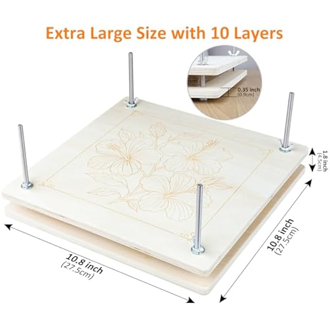 FLOWER PRESS SET WOODEN PRESS FOR PLANTS 27.5 X 27.5 CM, DIY CRAFT KIT FOR PRESSING AND DRYING FLOWERS AND PLANTS, REUSABLE CRAFT KIT FOR ADULTS AND CHILDREN FOR NATURE LOVERS - Image 5