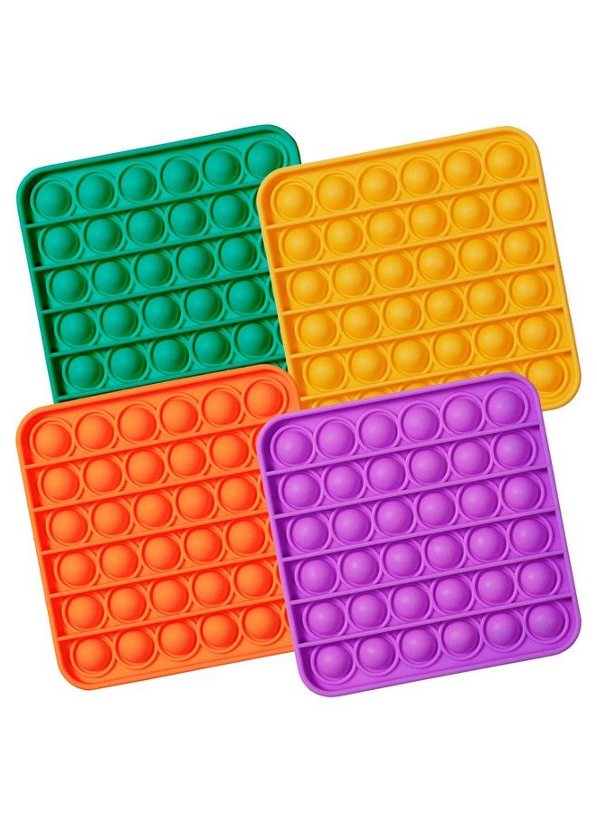 MATICAN Push Pop Bubble Fidget Sensory Toy 4Pack Push Pop Fidget Toy Square Purple Orange Mint Green Yellow Party Favors - Image 1