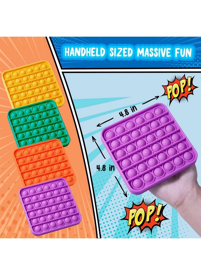 MATICAN Push Pop Bubble Fidget Sensory Toy 4Pack Push Pop Fidget Toy Square Purple Orange Mint Green Yellow Party Favors - Image 5