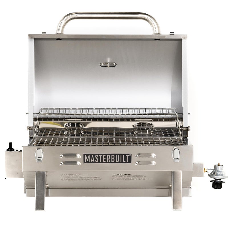 Masterbuilt Portable Propane Gas Grill with Folding Legs, Chrome-Coated Warming Rack and 288 Cooking Square Inches in Stainless Steel, Model MB20030819 - Image 2