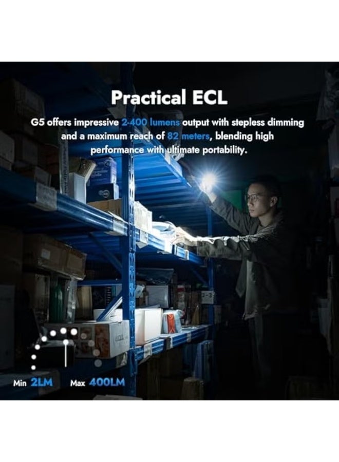 G5 Durable Rechargeable Torch 400 Lumens, RGB Mini Pocket Flashlight with Magnetic Base for Hiking & Outdoor Camping – Green - Image 5