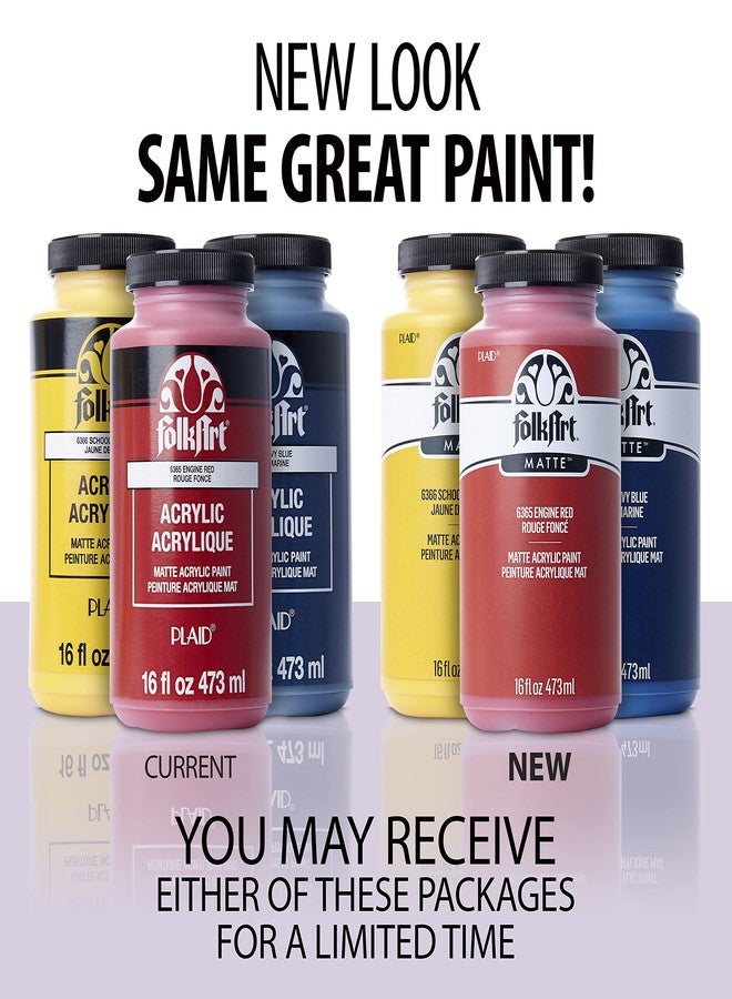 FolkArt Matte Acrylic Paint in Assorted Colors, 16 oz, School Bus Yellow 16 Fl Oz - Image 2