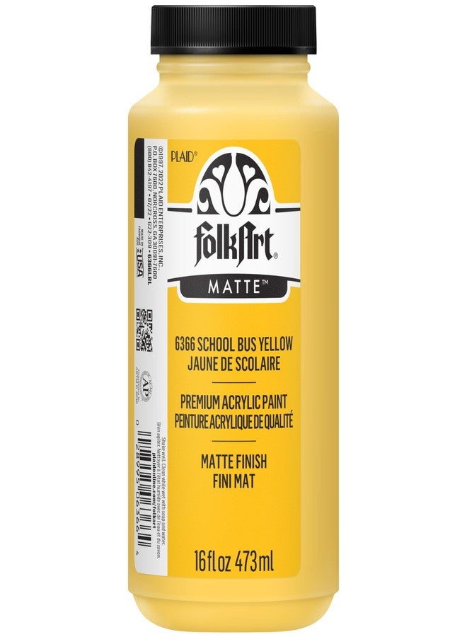 FolkArt Matte Acrylic Paint in Assorted Colors, 16 oz, School Bus Yellow 16 Fl Oz - Image 1