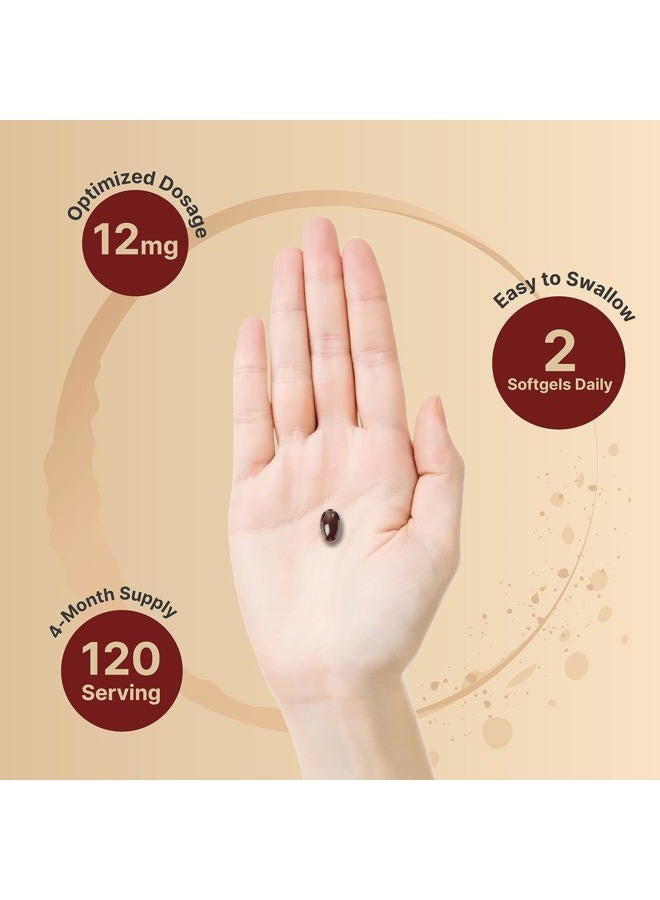 NatureBell نيتشر بيل أستازانتين 12 ملغ، 240 كبسولة لينة، مصنوعة من أستاز (أقصى قوة من الطحالب الدقيقة)، مضاد أكسدة طبيعي لصحة الجلد والعين - غير معدلة وراثيًا وخالية من الغلوتين، إمداد لمدة 4 أشهر - Image 4