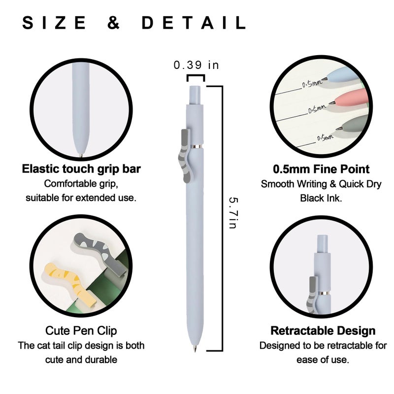 Vico Cat Gel Pens, 4 Pcs Cute Cat Kawaii Gel Pens, 0.5mm Quick Dry Black Ink Pens Fine Point Smooth Writing Pens, Aesthetic Pens, Cute Pens for Women & School Supplies, Kawaii Stationery for Cat Lovers - Image 2