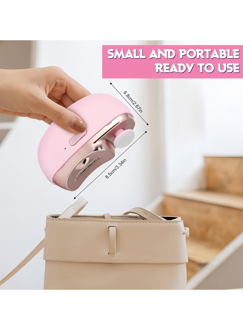 Electric Nail Clippers, 2-in-1 Electric Polishing Automatic Nail Clippers Pro with Light Trimmer Nail Cutter Manicure for Baby Elderly Care Tools, elecctric nail trimmer（Pink）  - Image 2
