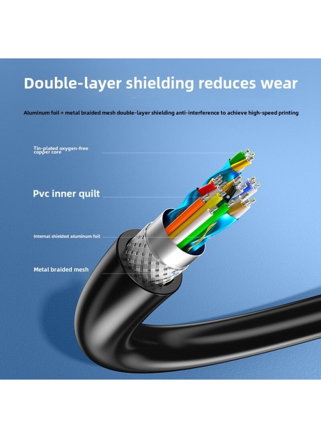 Yamazawa USB Printer Line Usb2.0 Square Data Connection Line AM/BM Supports Epson And Other Printers-Color:Nickel Plated Transparent Blue】★Plug And Play/print Without Distortion-Line Length:3m - Image 3
