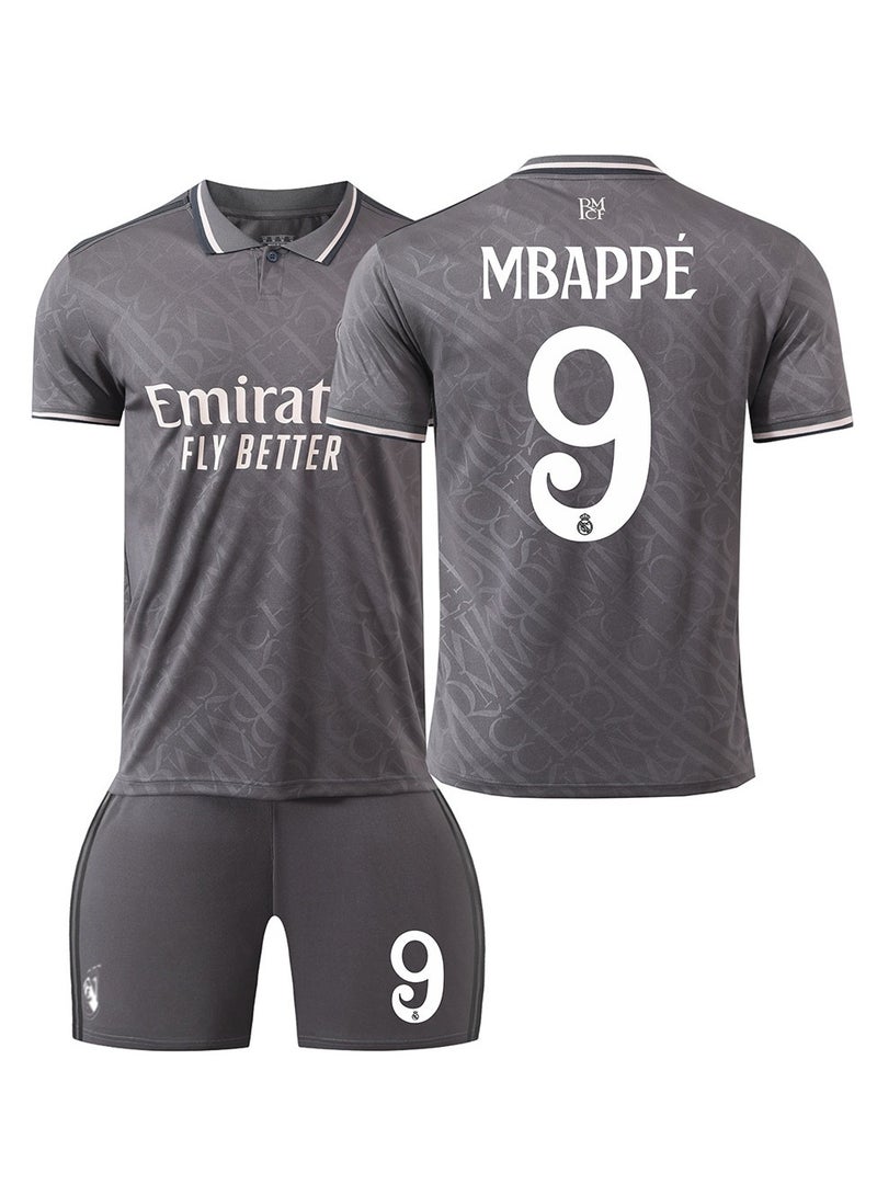 General 2024/25 Season Grey Second Guest Soccer Jersey MBAPPE #9 Soccer Jersey/Shorts Gift Set Kids Size & Adult Size, Gift for Fan Friends  - Image 1