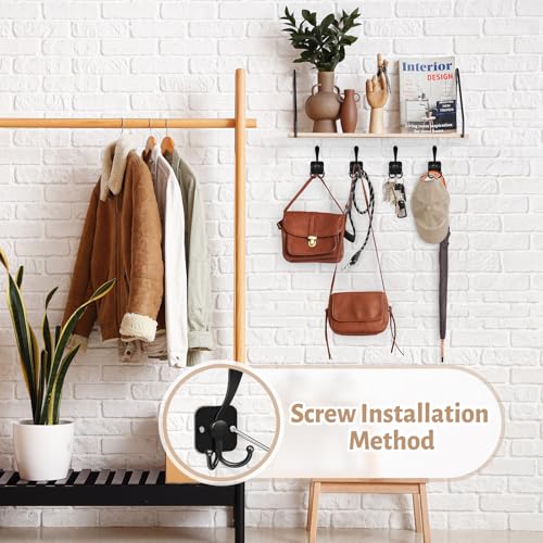 VIS'V 3 Prong Coat Hooks Wall Mount, Metal Self Adhesive Entryway Wall Hooks, 2 Mount Options, Black, 4 Pcs - Image 5