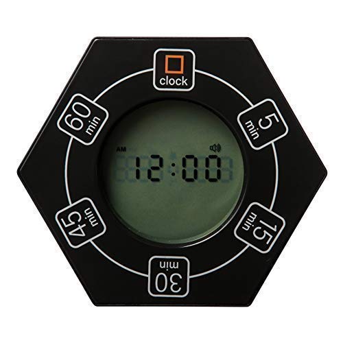 Znewtech Home & Office Timer with Clock, 5,15, 30, 45, 60 Minute Preset Countdown Timer, Easy-to-Use Time Management Tool (Black) - Image 2
