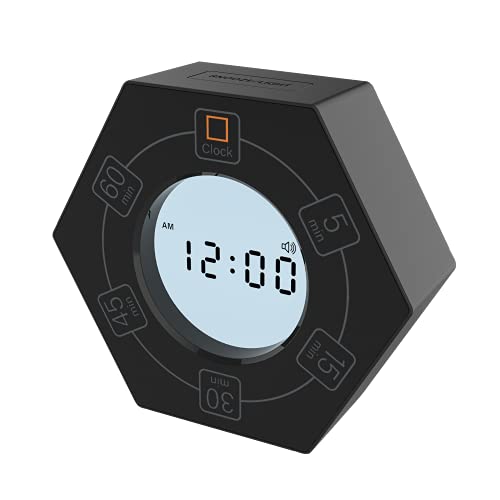 Znewtech Home & Office Timer with Clock, 5,15, 30, 45, 60 Minute Preset Countdown Timer, Easy-to-Use Time Management Tool (Black) - Image 1