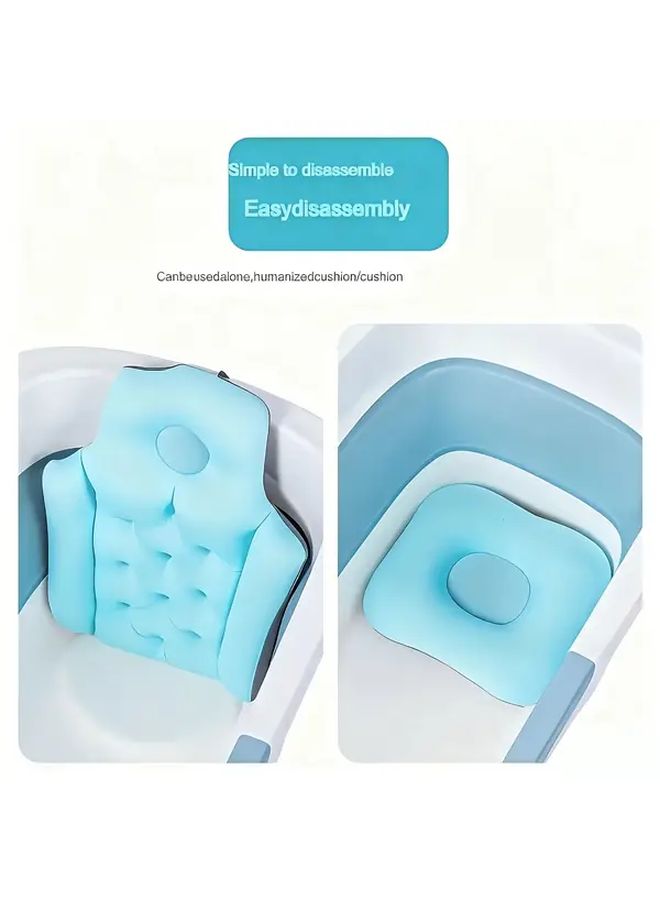 Soft Blue Bathtub Pillow With Headrest And Armrest For Spa Bath Seat Cushion - Image 2