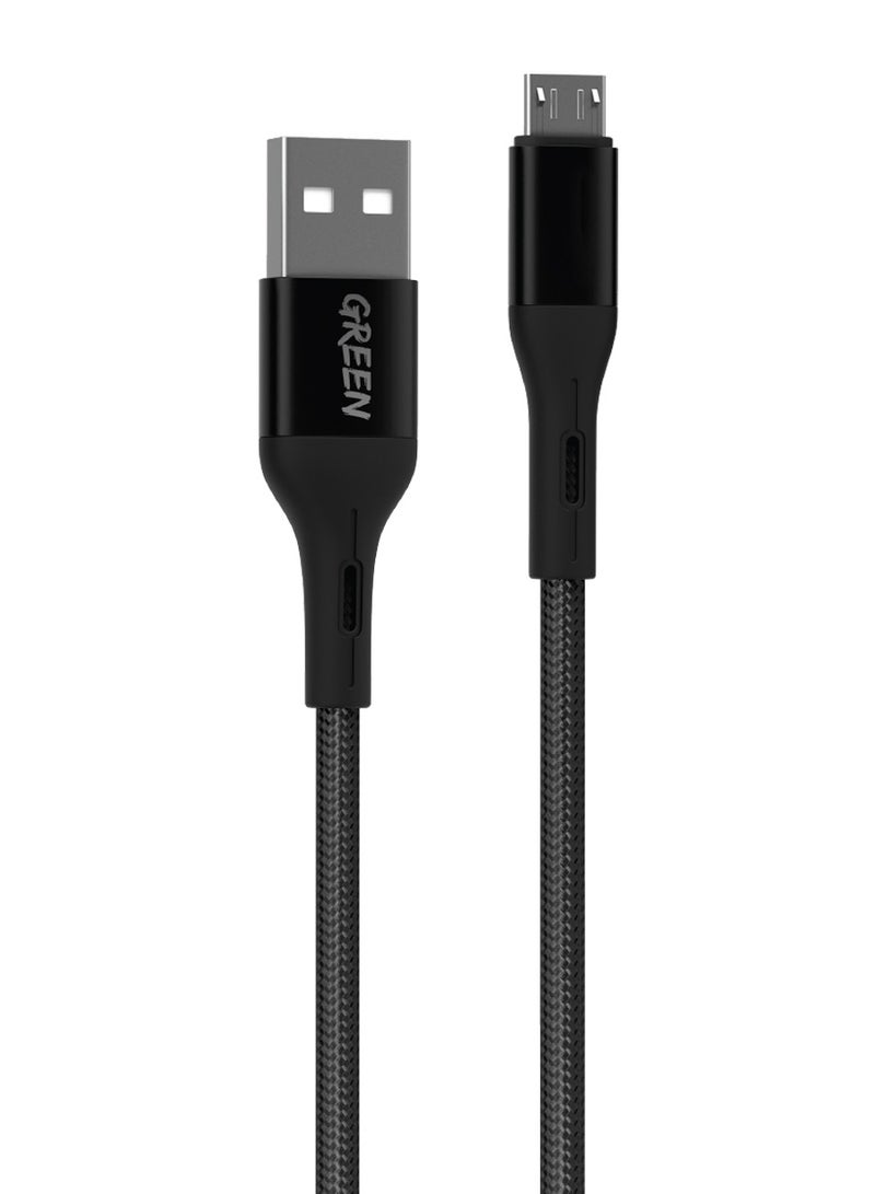 GREEN LION Green Braided Micro USB Cable 1.2m 2A - Black - Image 2