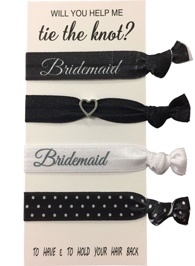 Infinity Collection Bridesmaid Proposal Hair Ties - “Will You Help Me Tie the Knot?” Gift Set - 4-Pack No Crease Elastics with Heart Charm - Bridal Party Wedding Favors to Have and to Hold Your Hair Back - Image 1
