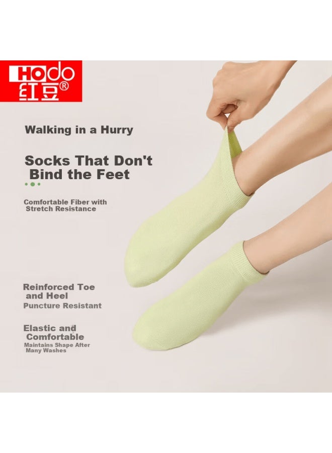 Hongdou Women's Soft Cotton 5a Antibacterial Anti-mite Breathable Elastic Low-cut Casual Socks 5 Pairs One Size - Image 2