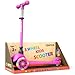Campior Pink Mini 3 Wheel Scooter for Kids LeantoSteer with LED LightUp Wheels Adjustable Handlebar Wide AntiSlip Deck Smooth PU Wheels Rear Foot Brake Toddler Scooter for Ages 2 - Image 3