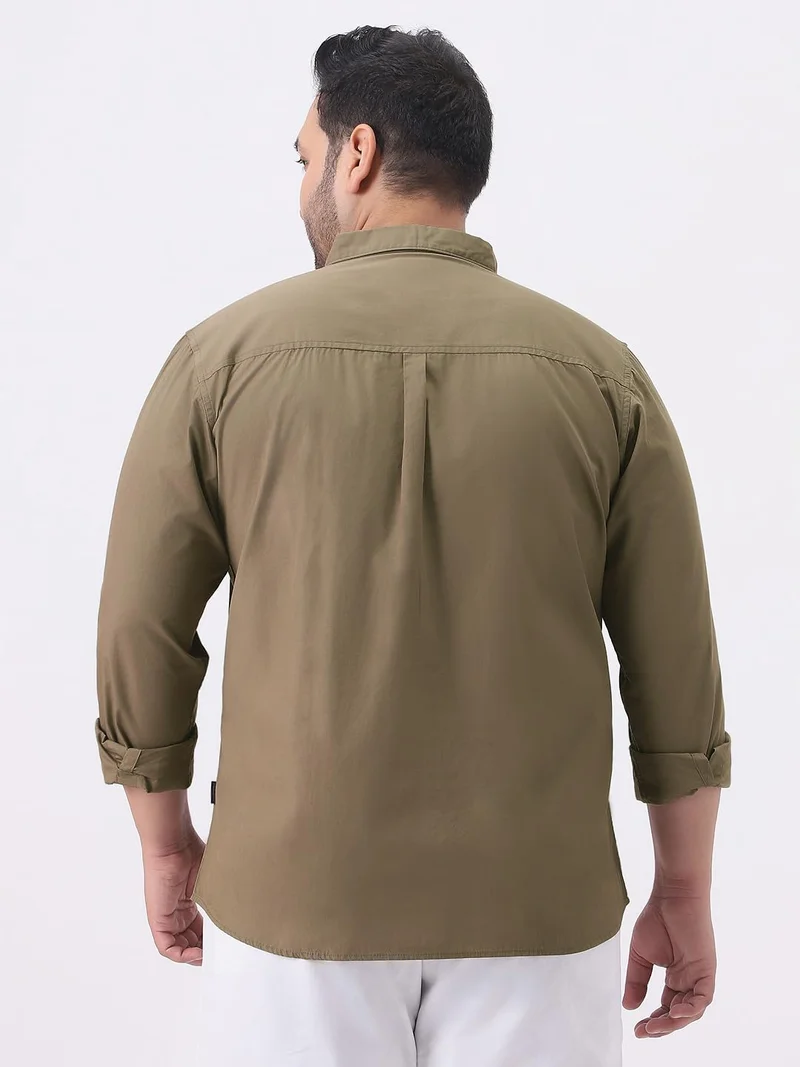 Urbano Fashion  Urbano Plus Men's Olive Cotton Full Sleeve Regular Fit Casual Solid Shirt  | Best Price UAE