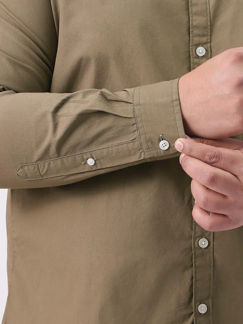 Urbano Fashion  Urbano Plus Men's Olive Cotton Full Sleeve Regular Fit Casual Solid Shirt  | Best Price UAE
