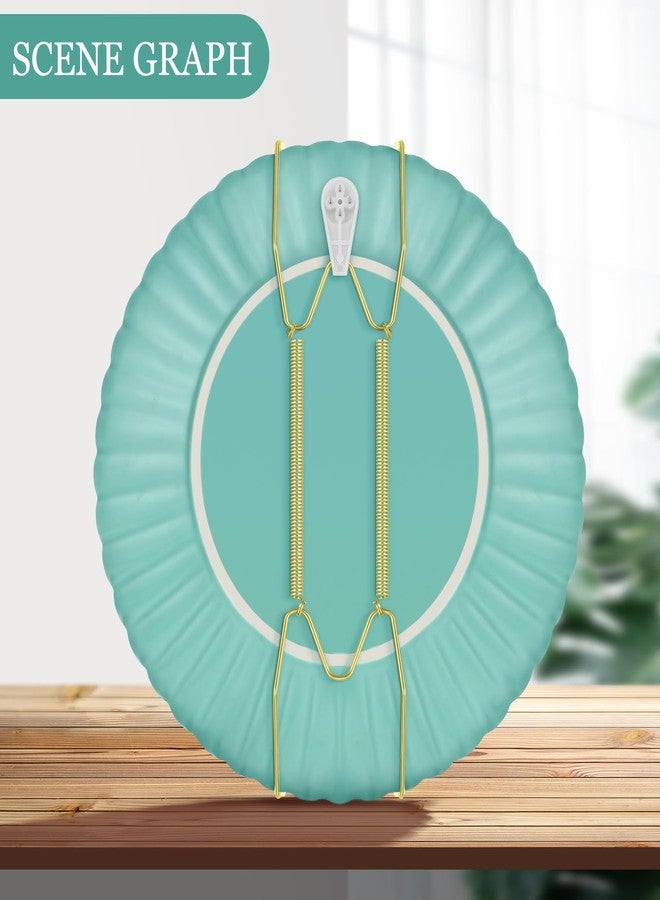 Hotop 12 Pieces Plate Hangers for Wall 8/10/12 Inch Stainless Steel Wire Invisible Plate Hangers Heavy Duty Display Holders with 12 Pieces Hooks for Wall Decorative(Gold) - Image 3