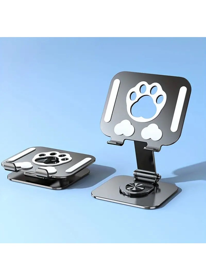 Hihonor Vertical Portable Tablet Stand - Swivel iPad Stand with 360 Rotating Base, Aluminum Foldable Desktop Stand Holder Compatible for iPad | Office & Dorm Essential (Black) - Image 1