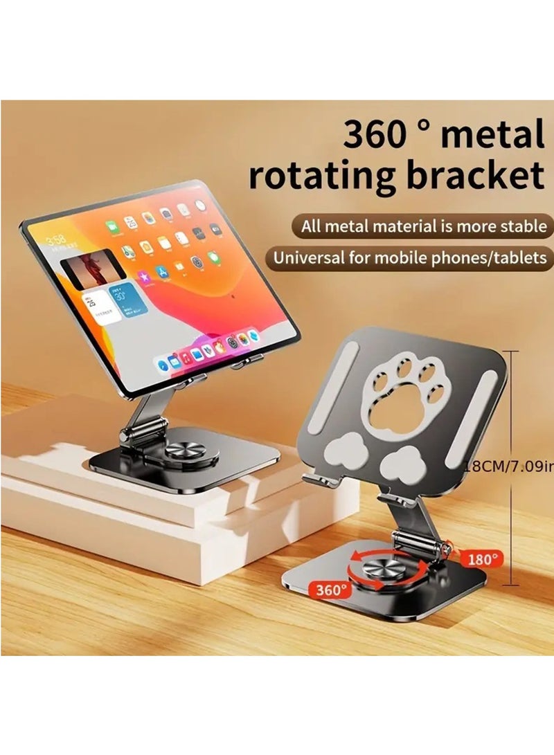Hihonor Vertical Portable Tablet Stand - Swivel iPad Stand with 360 Rotating Base, Aluminum Foldable Desktop Stand Holder Compatible for iPad | Office & Dorm Essential (Black) - Image 4