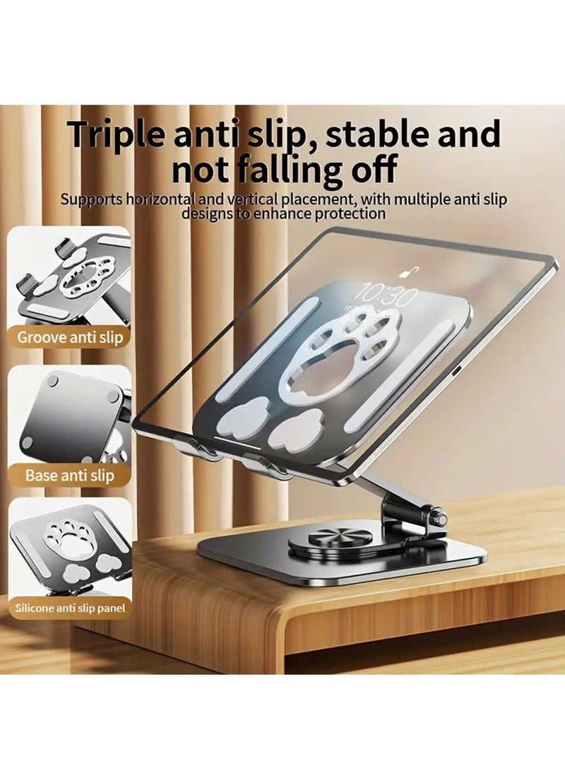 Hihonor Vertical Portable Tablet Stand - Swivel iPad Stand with 360 Rotating Base, Aluminum Foldable Desktop Stand Holder Compatible for iPad | Office & Dorm Essential (Black) - Image 5
