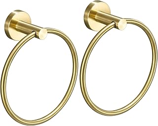 USHOWER USHOWER 2 Pack Brushed Gold Towel Ring, Hand Towel Holder for Bathroom, Durable 304 Stainless Steel, Modern Style  - Image 1