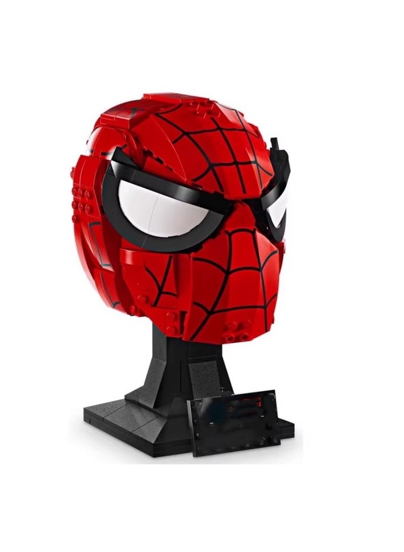 general Spider Warrior mask helmet model assembled small particles building block toys, creative building block model for children and Marvel fans - Image 1
