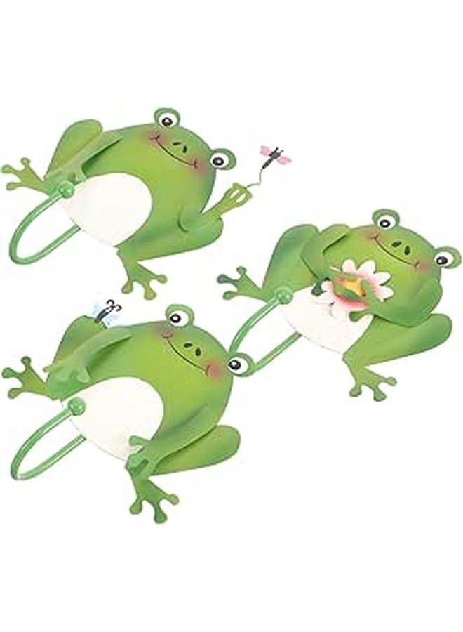 خطافات ضفدع للجدار 3 قطع، رف تخزين مفاتيح حديدي، منظف تعليق زخرفي - Image 1