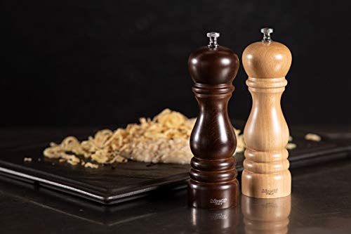 Bisetti Roma 7.5 Inch Beech Wood Salt Mill With Adjustable Grinder - Image 3