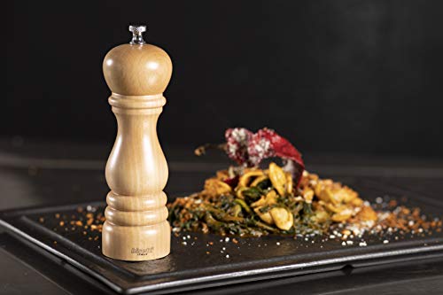 Bisetti Roma 7.5 Inch Beech Wood Salt Mill With Adjustable Grinder - Image 2