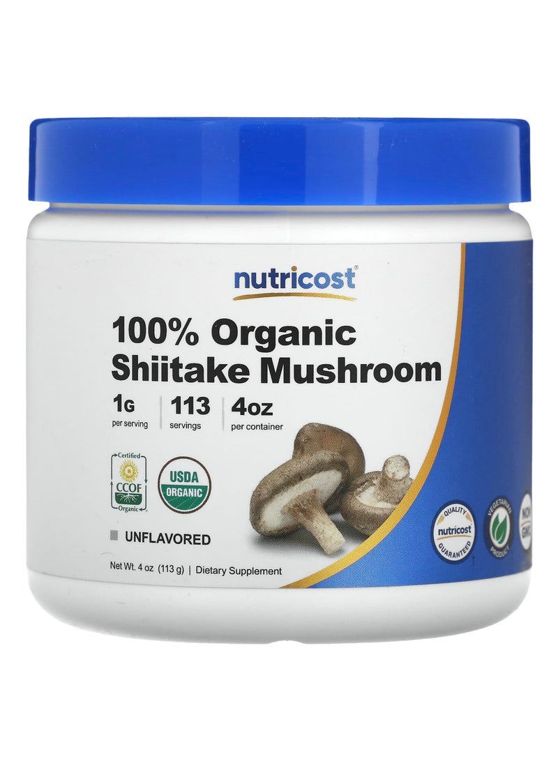 Nutricost 100% Organic Shiitake Mushroom, Unflavored, 4 oz (113 g)