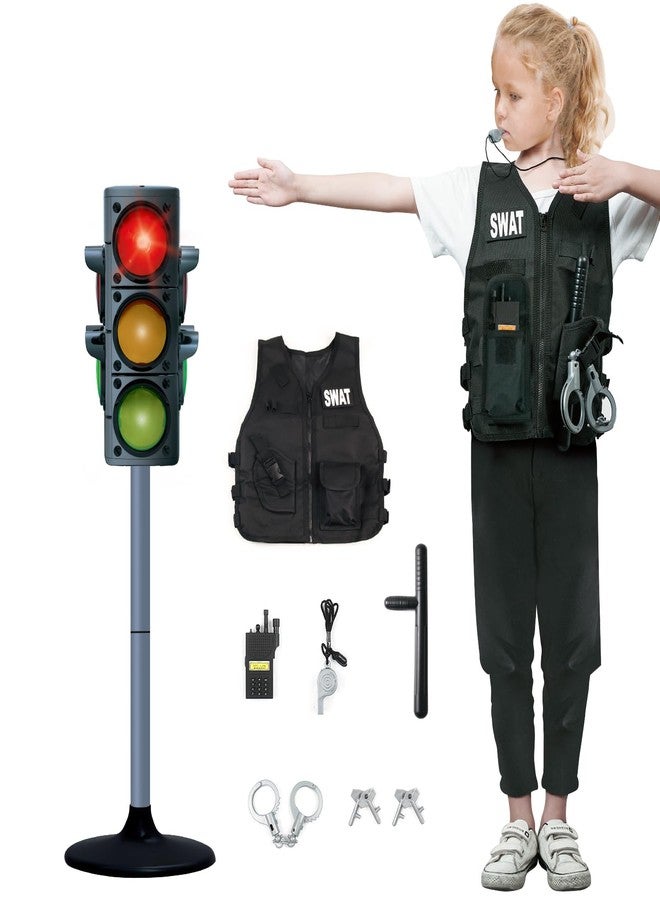 Hitish Simulation Traffic Light and Crosswalk Light Signal Set for Kids - Role Play Pretend Play Toys with Clothes, Educational Toys Birthday Gift for Boys and Girls - Image 1