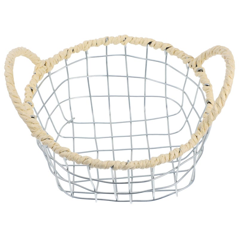 Woven Iron Fruit Basket with Handle Small Portable Storage Basket for Kitchen Countertop Desktop - Image 2