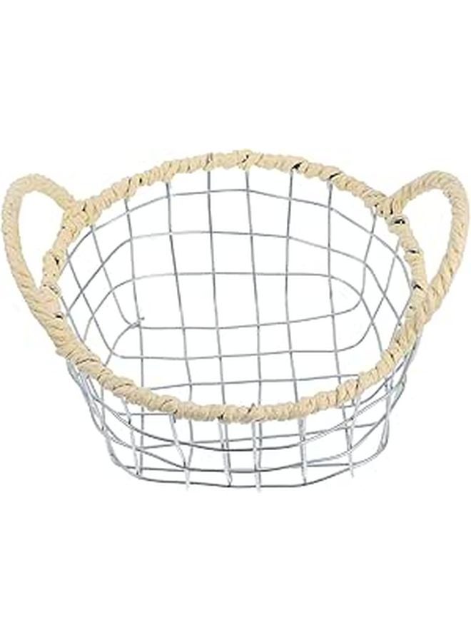 Woven Iron Fruit Basket with Handle Small Portable Storage Basket for Kitchen Countertop Desktop - Image 1