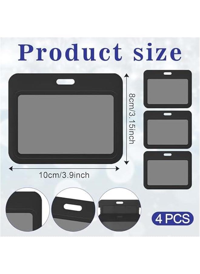 Generic 4Pcs Sliding ID Badge Holder Horizontal, Waterproof Clear Window Hard Plastic Card Case Protector Pouch for Office School ID Credit Cards Proximity Key Cards Driver Licenses Passes(Black)  - Image 2