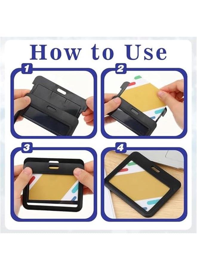 Generic 4Pcs Sliding ID Badge Holder Horizontal, Waterproof Clear Window Hard Plastic Card Case Protector Pouch for Office School ID Credit Cards Proximity Key Cards Driver Licenses Passes(Black)  - Image 3