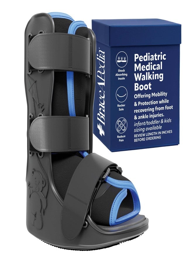 Braceapedia Pediatric Medical Walking Boot - Toddler & Kids Only, Orthopedic Foot Boot & Ankle Support Brace for Sprained Ankle - Universal Left/Right Fit - Medium Blue Liner (Fits Kids Foot Length 5" to 6 inches) - Image 1