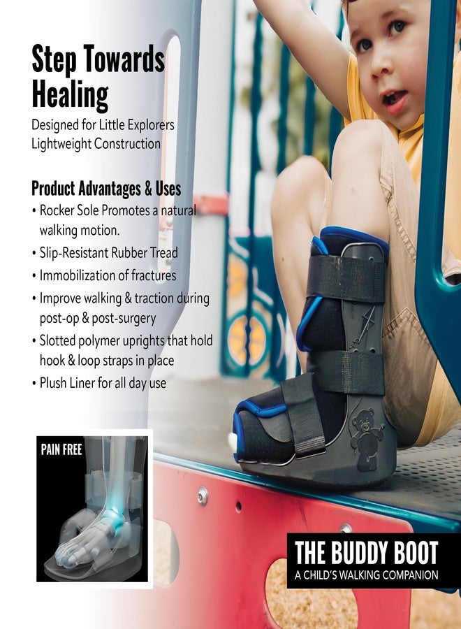 Braceapedia Pediatric Medical Walking Boot - Toddler & Kids Only, Orthopedic Foot Boot & Ankle Support Brace for Sprained Ankle - Universal Left/Right Fit - Medium Blue Liner (Fits Kids Foot Length 5" to 6 inches) - Image 4