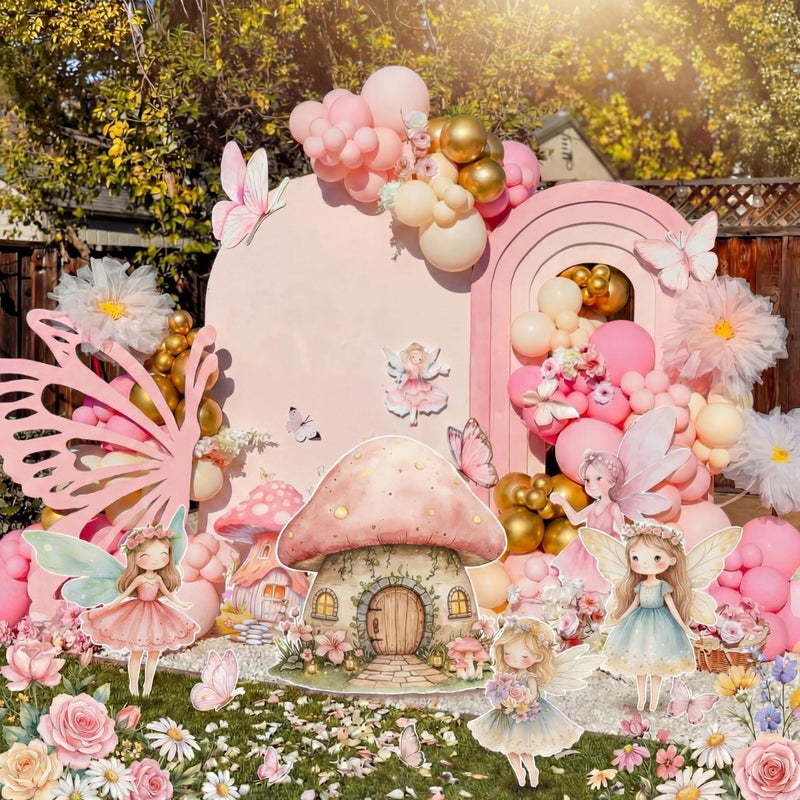 Honoson 4 Pcs Large 24" x 32" Fairy Cardboard Cutouts, Fairy Party Yard Signs Decoration for Baby Shower Birthday Party Supplies Mushroom Flower Forest Lawn Wonderland Garden Decor - Image 4