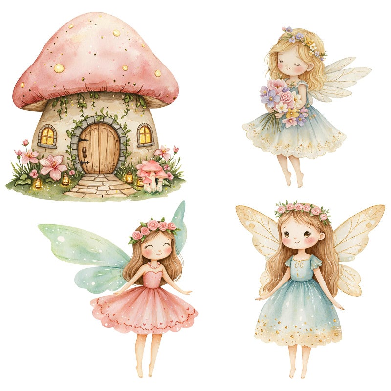 Honoson 4 Pcs Large 24" x 32" Fairy Cardboard Cutouts, Fairy Party Yard Signs Decoration for Baby Shower Birthday Party Supplies Mushroom Flower Forest Lawn Wonderland Garden Decor - Image 1