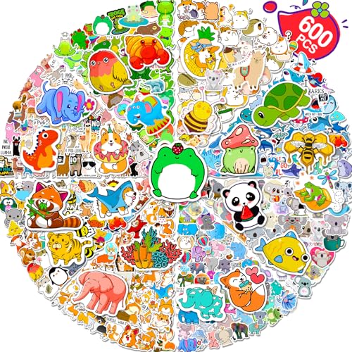 Arme 600Pcs Animal Stickers Pack Colorful Vinyl Stickers for Water Bottles Computer Skateboad Phone Notebooks Cute Animal Stickers Waterproof Pet Stickers for Toddlers Kids Teens Girls Boys - Image 1