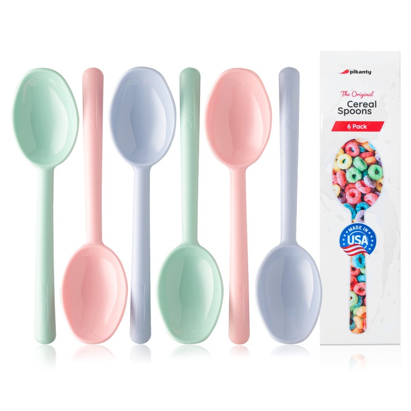 Pikanty  Plastic Spoon Portable Cereal Soup Porridge Spoons Reusable Dinner Scoops for Home Kitchen Buffet Restaurant Flatware  Made in USA