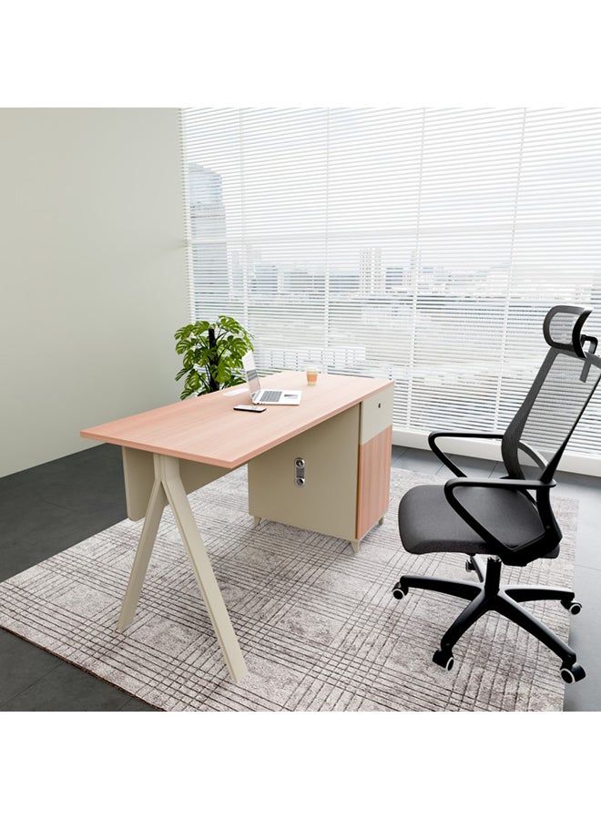 NEO FRONT FURNITURE L-Shaped Manager & CEO Office Table with Drawer – 1600×1400×750mm Executive Desk with MDF Top & Metal Legs (XS-Y-B16)  - Image 1