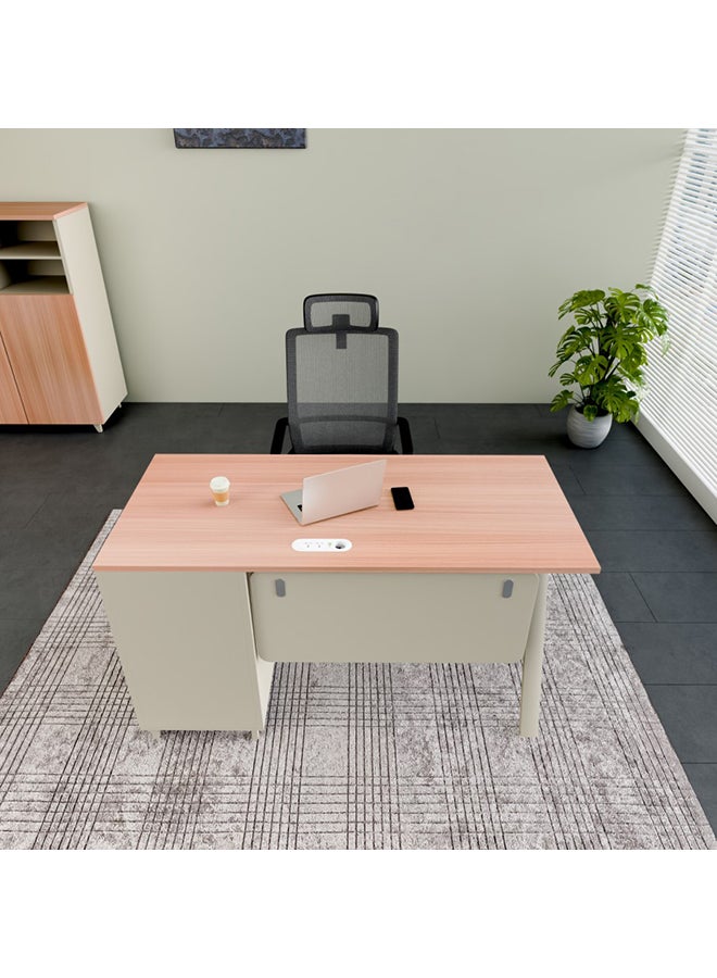 NEO FRONT FURNITURE L-Shaped Manager & CEO Office Table with Drawer – 1600×1400×750mm Executive Desk with MDF Top & Metal Legs (XS-Y-B16)  - Image 2