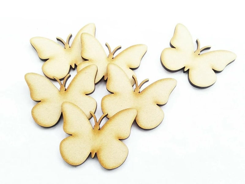 Curious Button Pack of 20 Wooden MDF Butterfly Shape Cutouts | 2 Inch Wooden Craft Blanks for DIY Projects | Unfinished Wood Ornament for Painting, Kids Art & Scrapbooking | - Image 2